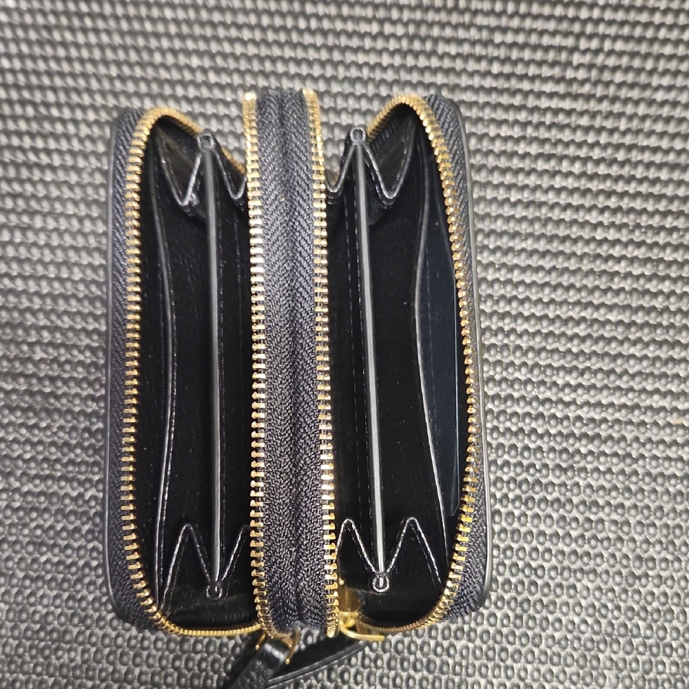 Black and Gold Double Zip Card Case